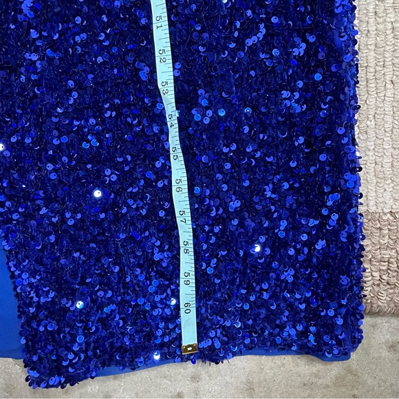 Moda Glam 'Dita Strapless Sequin Embellished Velvet Gown in Royal Blue - Picture 16 of 16